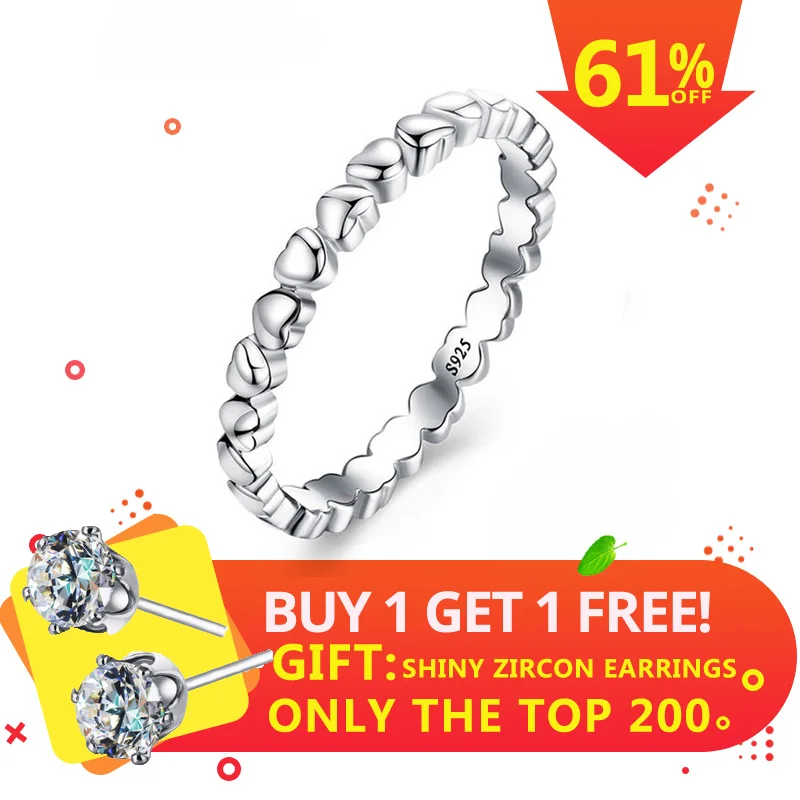 

Dainish Silver 925 Jewelry Heart Ring Forever Love Heart Finger Ring Jewelry Christmas & Valentine's Day Gift Rings for Women