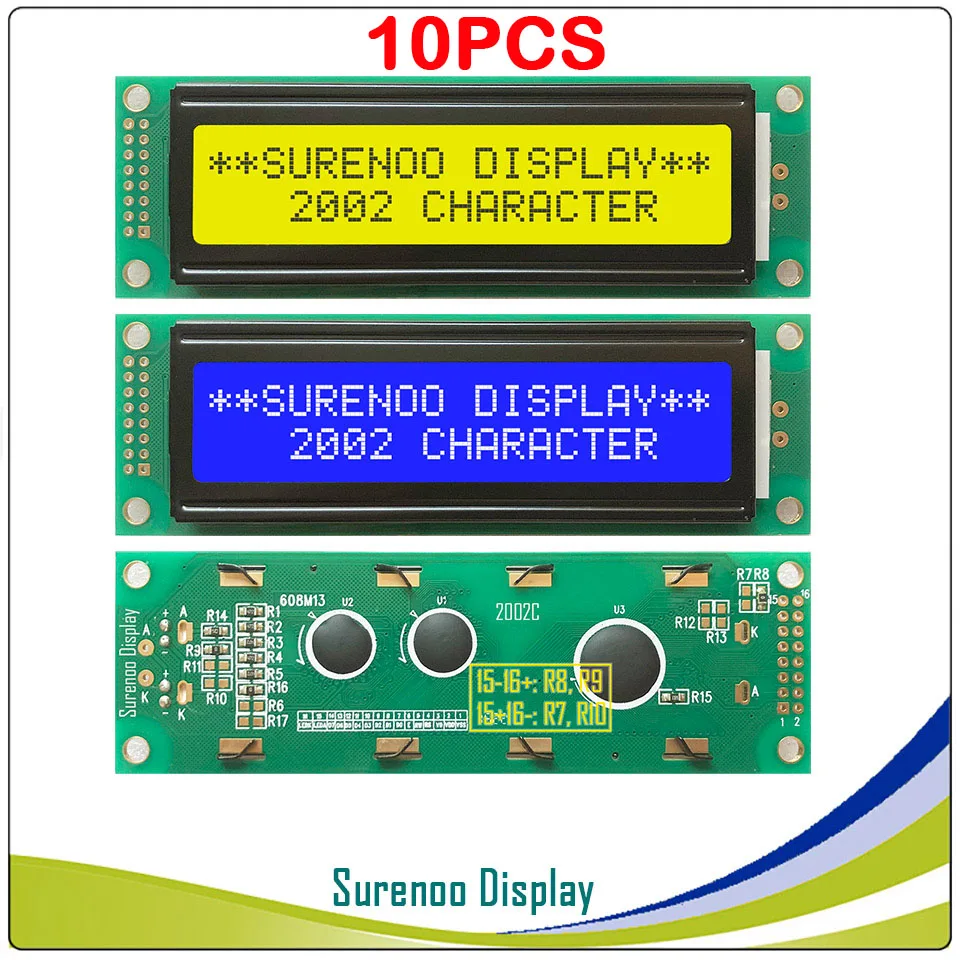 10 шт. X 202 20X2 2002 символов ЖК-дисплей модуль Экран дисплея LCM желтый и зеленый цвета синий с светодио дный Подсветка