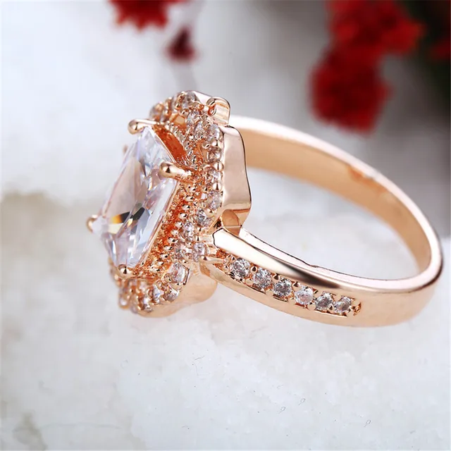 17KM Fashion Big Cubic Zirconia Rings For Women Romantic Crystal Engagement Wedding Party Ring Female Bijoux Jewelry Accessories
