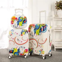 Популярные ПК скользящий Чемодан набор с косметический чехол фирменный туристический чемодан на вращающихся колесиках Для мужчин Для женщин ручной клади тележка Чемодан 20/24 дюймов