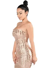 Adogirl Rose Gold/Black Sequined Mini Party Dress Women Off Shoulder Strapless Nightclub Dresses 2016 Vestido De Festa Curto