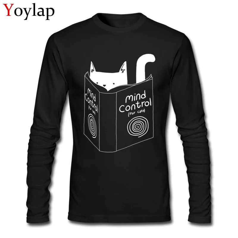 2017 забавная футболка с героями мультфильмов Mind Control 4 Cat мужские осенние хлопковые
