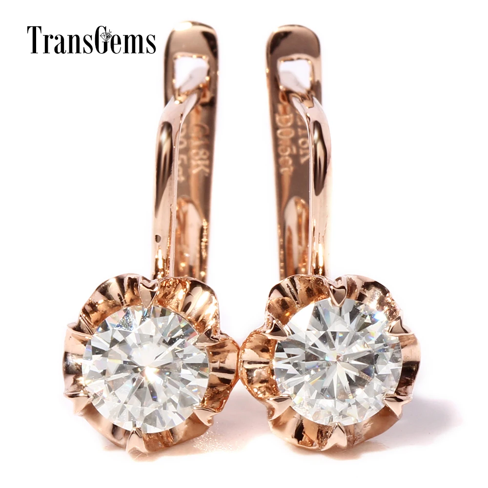 Us 313 5 Off Transgems 14k 585 Rose Gold 1ctw 5mm F Color Clear Moissanite Diamond Hoop Earrings For Women Wedding Flower Shaped Earring In Us 313 5 Off Transgems 14k 585 Rose Gold 1ctw 5mm F Color Clear Moissanite Diamond Hoop Earrings For Women Wedding Flower Shaped Earring In