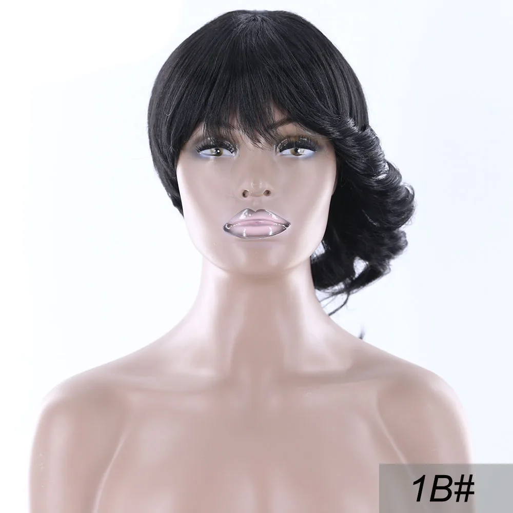 SOKU синтетические парики с челкой высокой температуры волокна короткий парик с Омбре светлые волосы парики для черных женщин - Цвет: # 1B