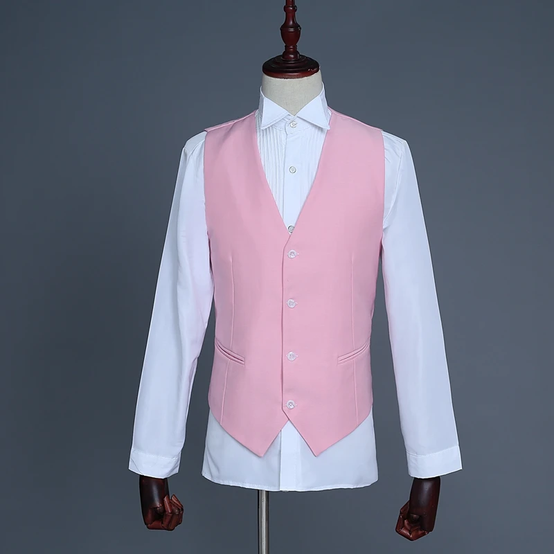Модный костюм из 3 предметов(пиджак+ жилет+ брюки) для мужчин, новинка, брендовый белый свадебный костюм жениха, Мужской приталенный костюм-смокинг, Homme XXL