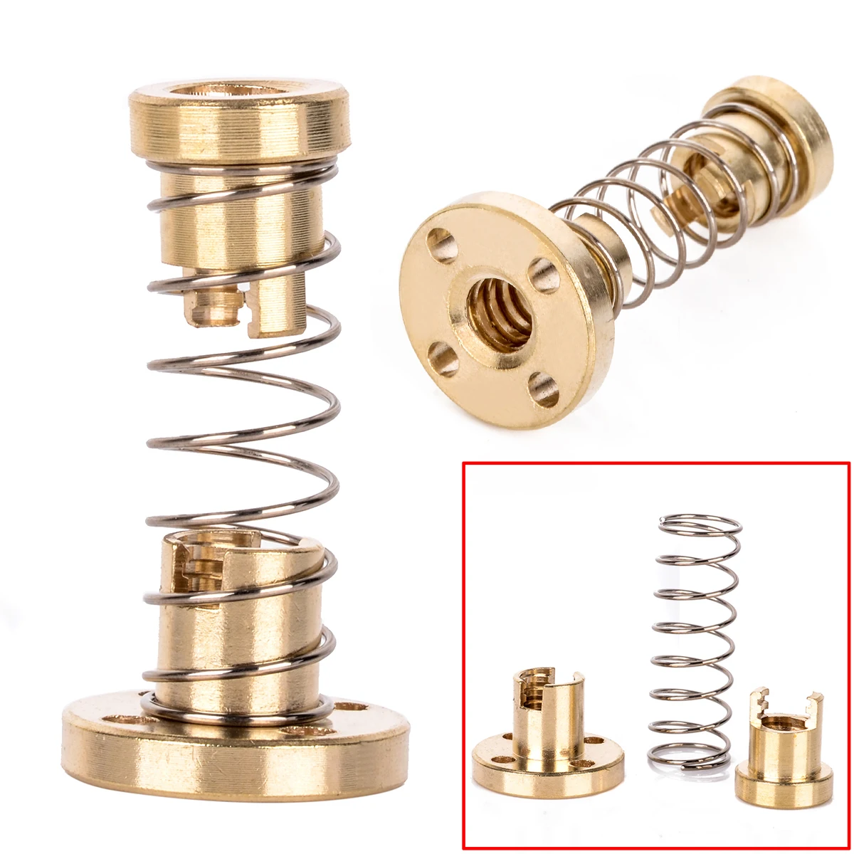 

1 Set Anti Backlash T8 Spring Loaded Nut Elimination Gap Nut For 2mm Acme Threaded Rod Lead Screws DIY CNC 3D Printer Parts