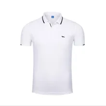 Новинка, повседневная Летняя мужская футболка с коротким рукавом, облегающая, быстросохнущая, маленький воротник, известный бренд, мужская одежда PO002