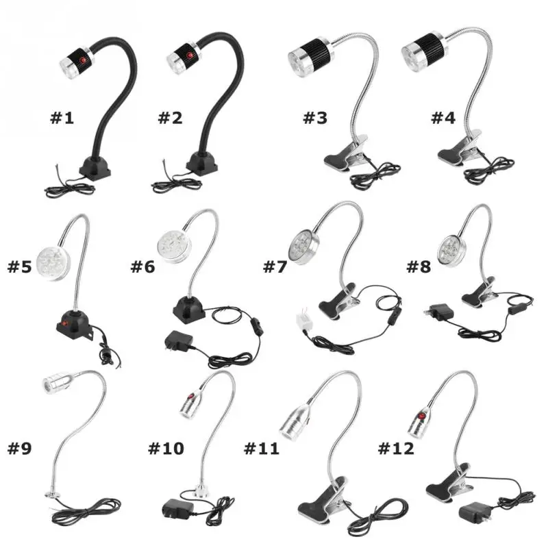 Промышленный светодиодный светильник рабочий Светильник Зажим s-образной формы/фиксированная База Светодиодный светильник для швейной машины зажимной переключатель лампы