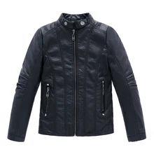 Garçons Manteau 2016 Hiver Nouvelle PU En Cuir Solide Noir Épais Enfant Casual Veste Pour Garçons Printemps Automne Enfants Vestes Et Manteaux 3-14Y