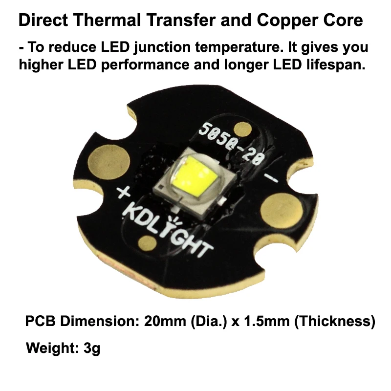 Luminus SST-40 N4 BA белый 6500K светодиодный излучатель с 16 мм/20 мм DTP медь MCPCB