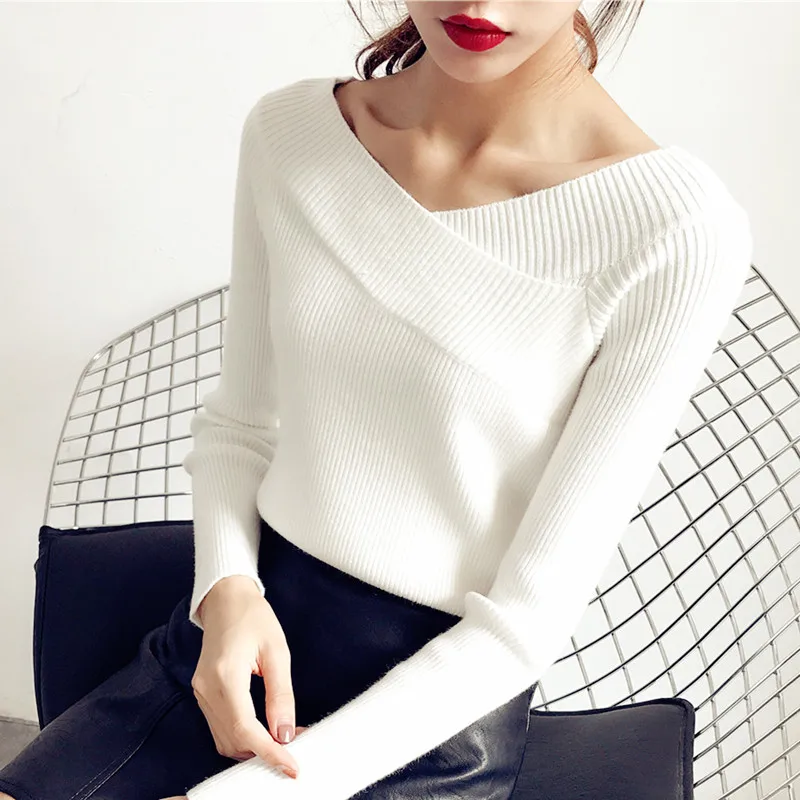 

autumn new women sweater and pullovers sexy v-neck solid slim knitted elastic female pulls outwear tops