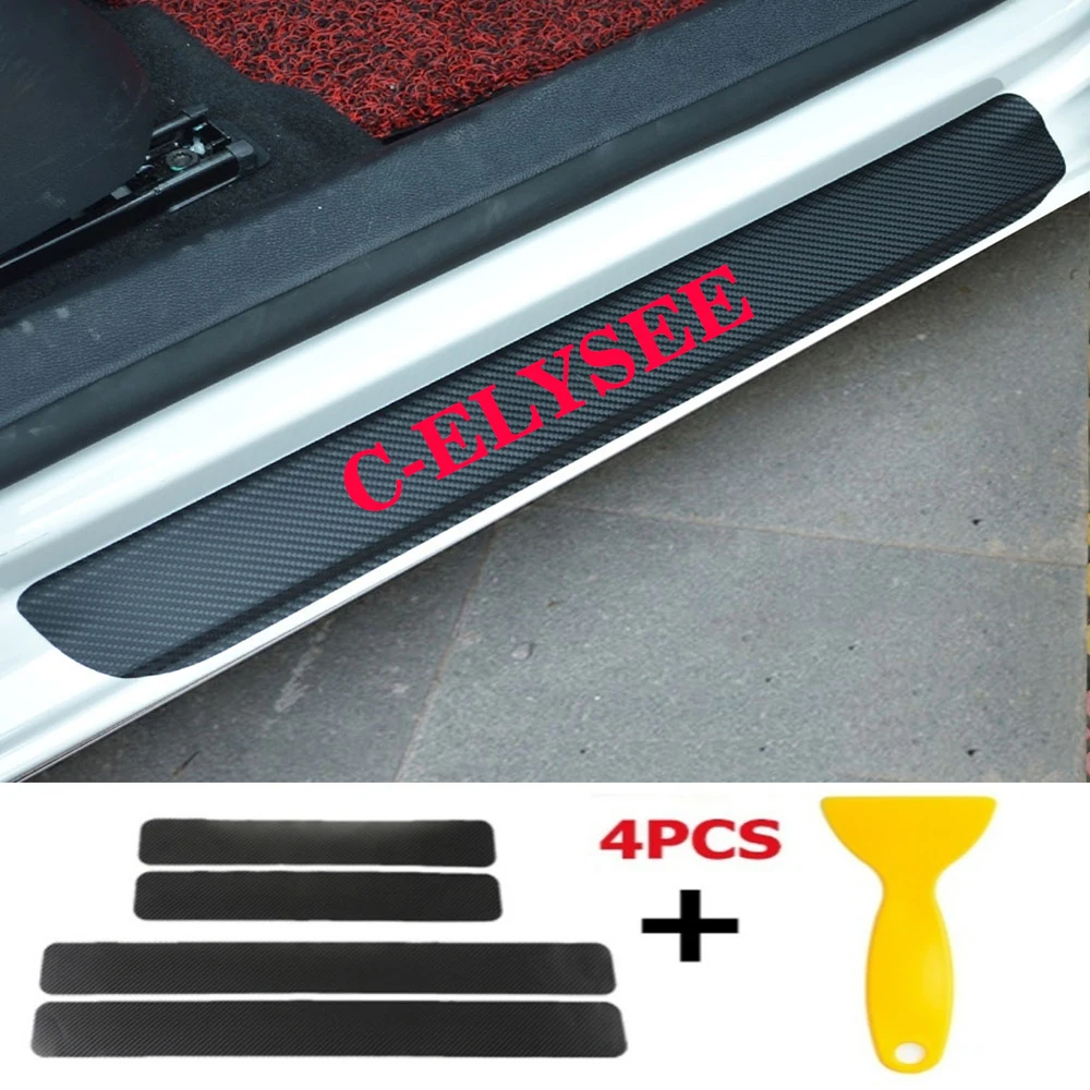 

4pcs/set Car Door Window Protector Sticker Carbon Fiber Vinyl for C-ELYSEE
