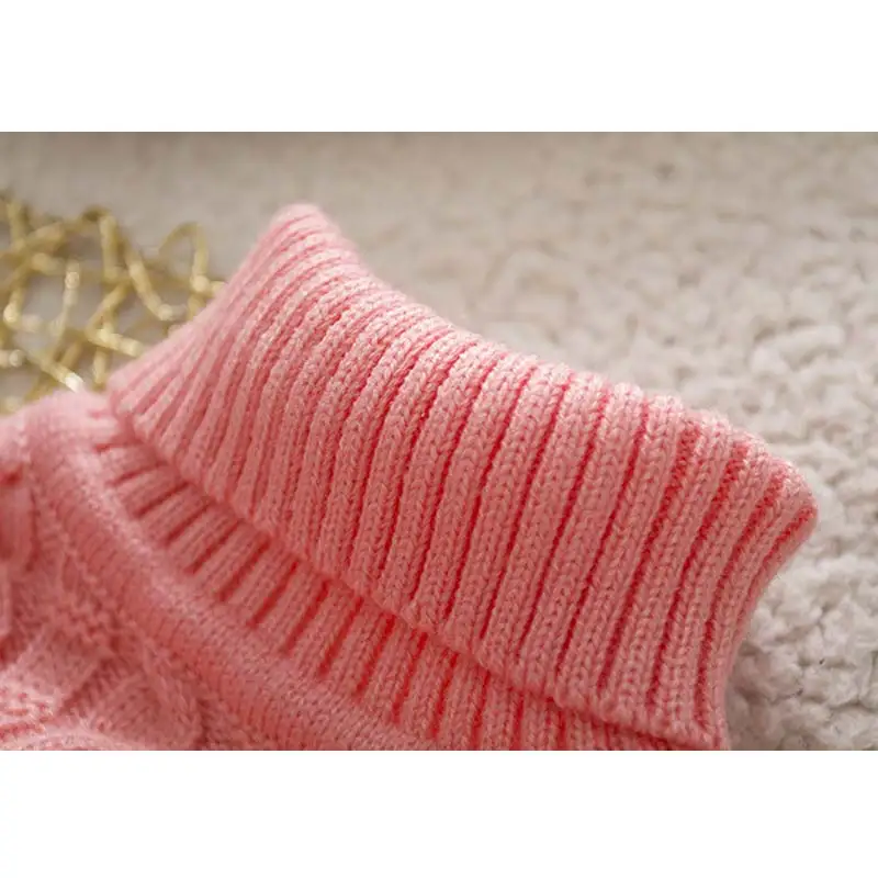 BOTEZAI New Baby Girls Autumn Winter Sweaters Cartoon jumper Knitted Pullover Turtleneck Warm Outerwear Kids knit Sweater