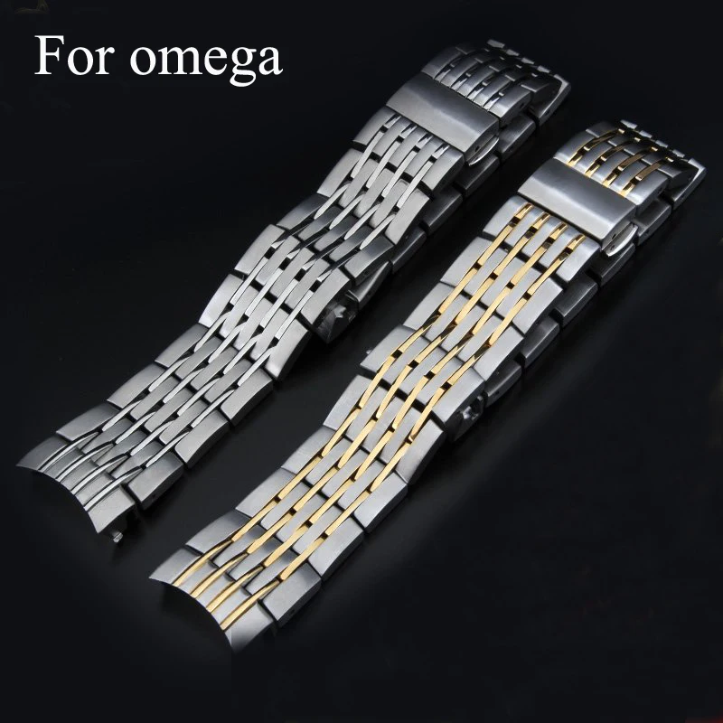 

Luxury Brands,20MM Mens full stainless steel butterfly metel Watchband clasp Strap For OmegaWatch Co-Axial Chronoscope With LOGO