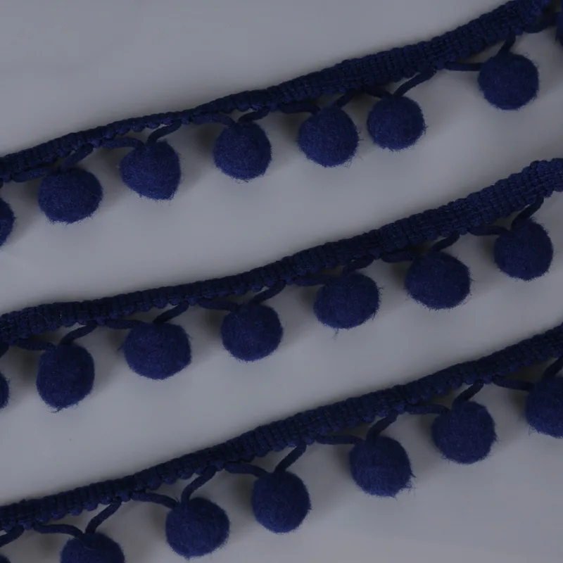 5 ярдов/мешок 20 мм пом кружевная отделка Лента с бахромой с шариками для DIY одежды вечерние домашний декор рукоделие украшения подарочная упаковка - Цвет: Navy