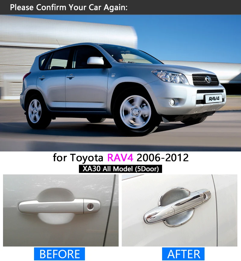 Для Toyota RAV4 2006-2012 XA30 хромированная накладка на дверные ручки 2007 2008 2009 2010 2011 Автомобильные аксессуары наклейки для стайлинга автомобилей