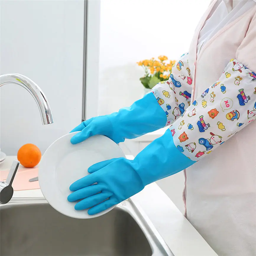 Buy 2018 Long Rubber Warm Gloves Kitchen Dish Washing