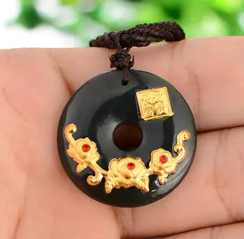 

gold inlay and Tian Yuhua open rich pendant