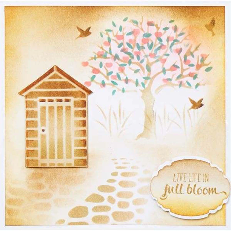 

Peaceful House Plastic Stencil for DIY Scrapbooking Embossing Drawing Paper Cards Making Decorative Handmade Crafts Templates