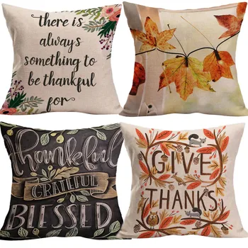 

4PCS Thanksgiving Pillow Cover Home Stylish Polyester Cushion Cover Sofa Throw Pillow Case Decor Bedroom Decor Pillow Covers