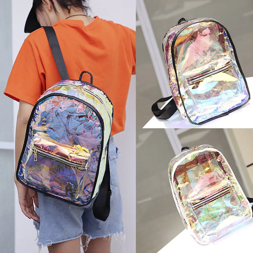 Women Jelly Transparent Silicone Backpack Candy Satchel Rucksack Girl