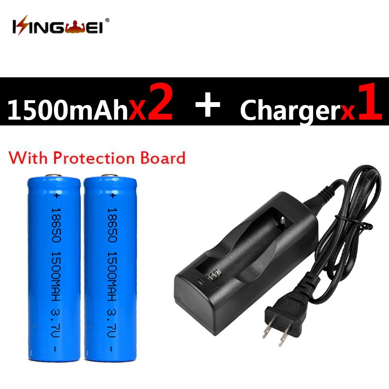 2017 Protected 2Pcs 18650 Batteries 3 7v 1500mah Rechargeable Lithium Li ion Battery 1pc NK 803C
