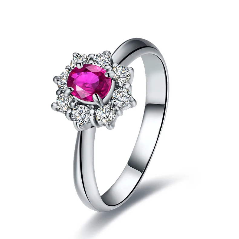 Luxury Ruby Diamond Wedding Ring For Women Gemstone Ring Fine Jewelry