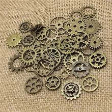 Al por mayor de la mezcla 50 Uds Vintage dijes de steampunk engranaje colgante bronce antiguo collares y pulseras que ajustan T0485