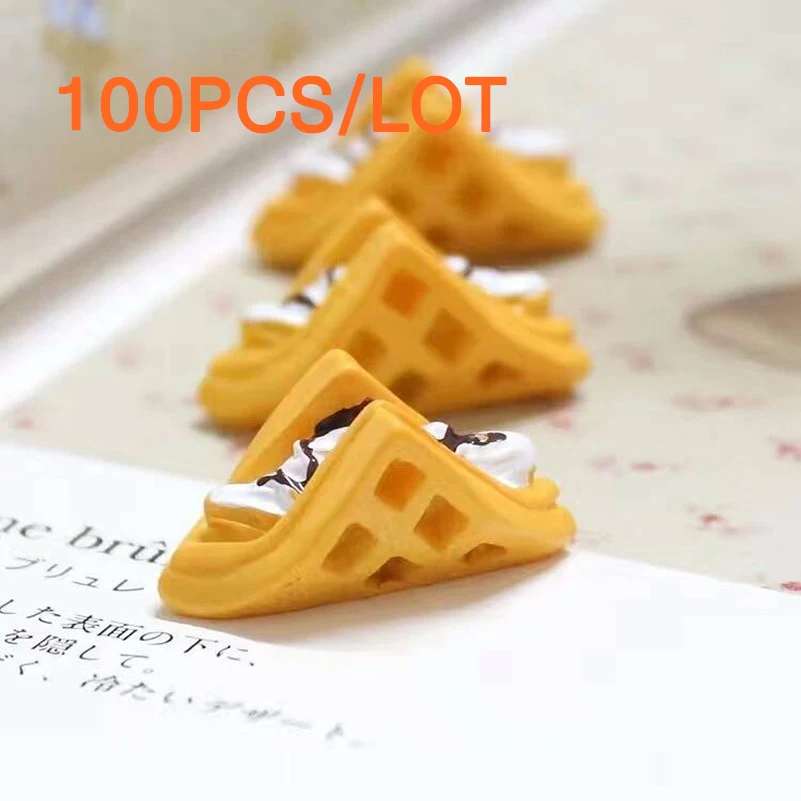 

Tanduzi Wholesale 100PCS Mini Resin Miniature Waffle Kawaii Resin Waffle Cream Sandwich Flatback Cabochon Simulation Food DIY