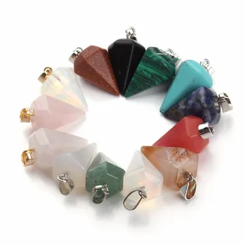 

LOULEUR 5 Pcs/Set Mix Multi-style Pendulum Shape Natural Stone Charms Pendants Necklace Jewelry Making for Women