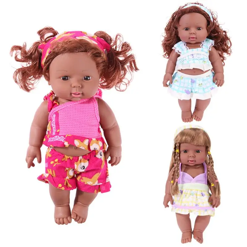 

30cm Reborn Baby Simulation Doll African Baby Girls Doll Toy PVC Lifelike Baby Sleeping Doll Childhood Kids Xmas Birthday Gift