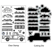 AZSG пейзаж «Сельский сад» материал грузовик резки штампы четкие штампы для DIY Скрапбукинг/изготовление карт/украшение для альбома Силиконовая печать ремесла