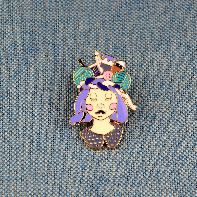

Beautiful Girl Enamel Pin Brooch Colorful Figure Pin For Coat Shirt Backpack Bag Pin Accessories