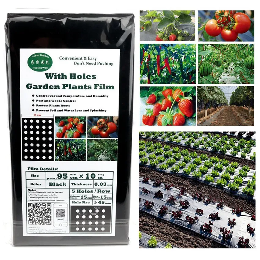 10m95cm5HolesGardenAgriculturalVegetablePlantingBlackFilm