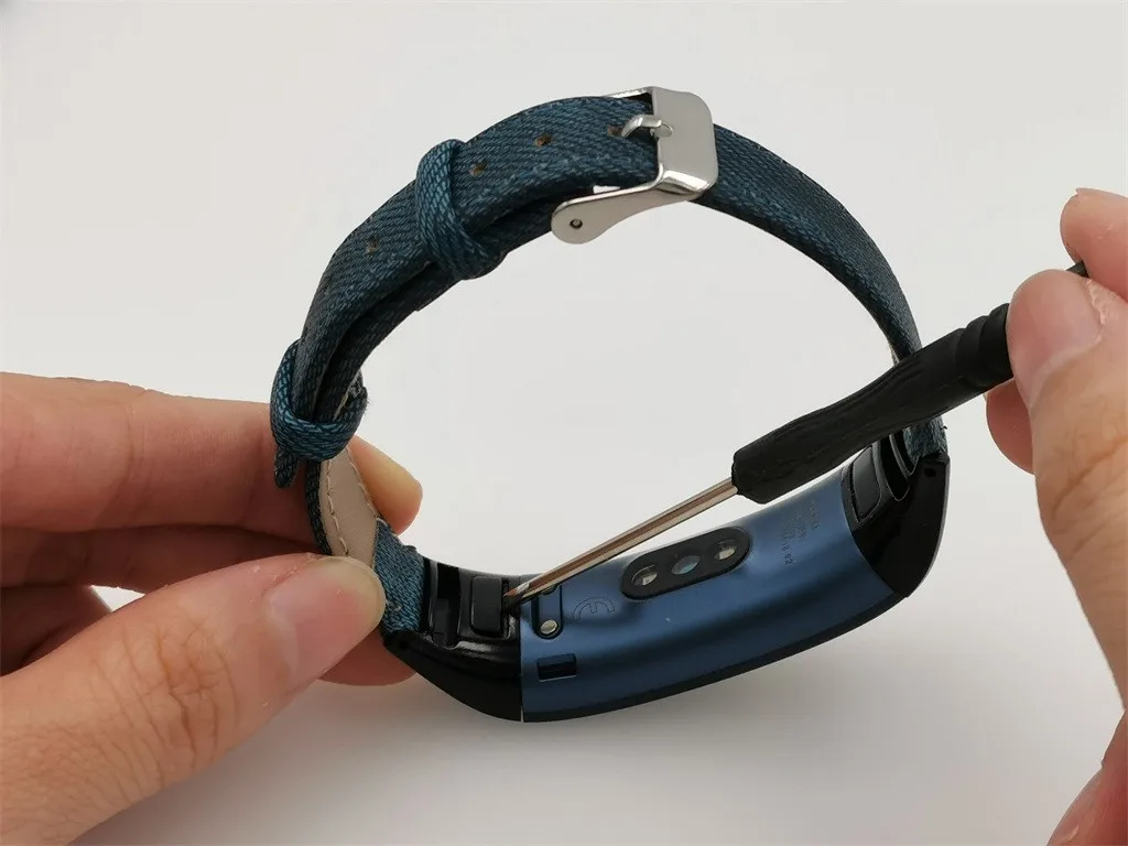 Смарт часы синий джинсовый браслет металлический корпус ремешок для Huawei Band 3/3 Pro