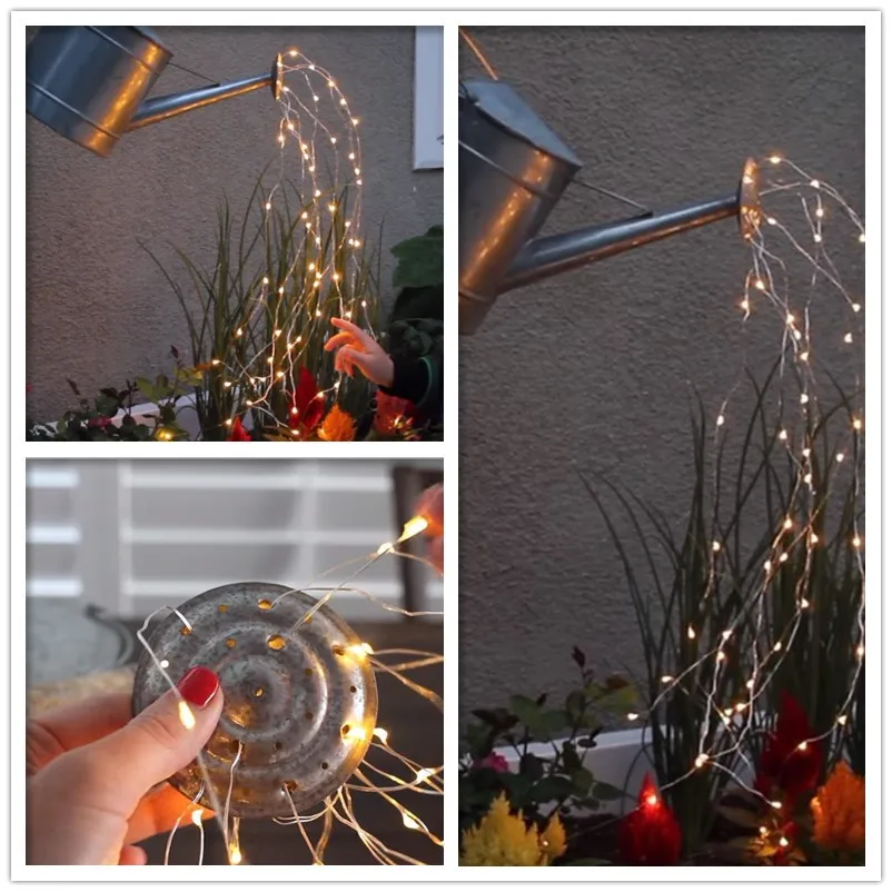 

LED Copper Wire Vine lights string Solar Power Waterfall light Christmas Branch light for Garden Outdoor Party tree decoration