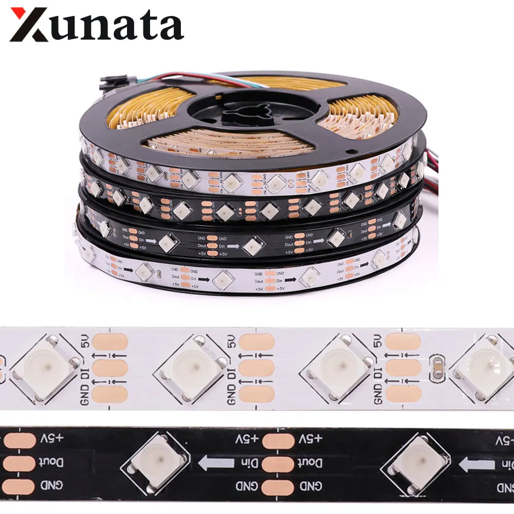 

5M DC5V 30Leds LED Strip Lights Newest WS2812B 45 Degree Single Row Light Strips IP21 IP65 IP67 White Black Rope Lighting Decor