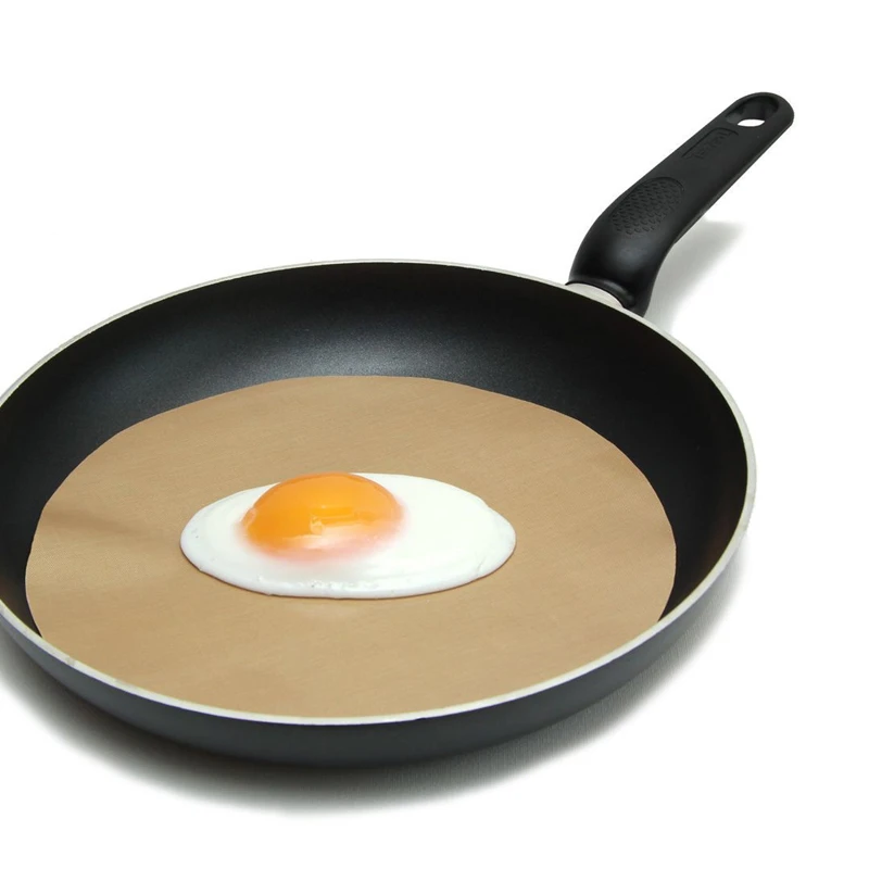 

2pcs Non-stick Teflon Round Fry Liner Sheet BBQ Mat Kitchen Baking Pad Cooking Mats 24cm*24cm
