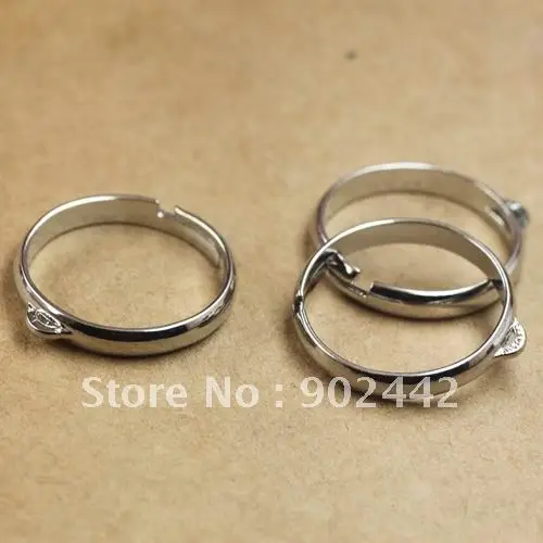 

Free Shipping 200 pcs Silver Plated Metal Ring Settings, Ring Band Blank with One Hole, Can be tied with charms or beads