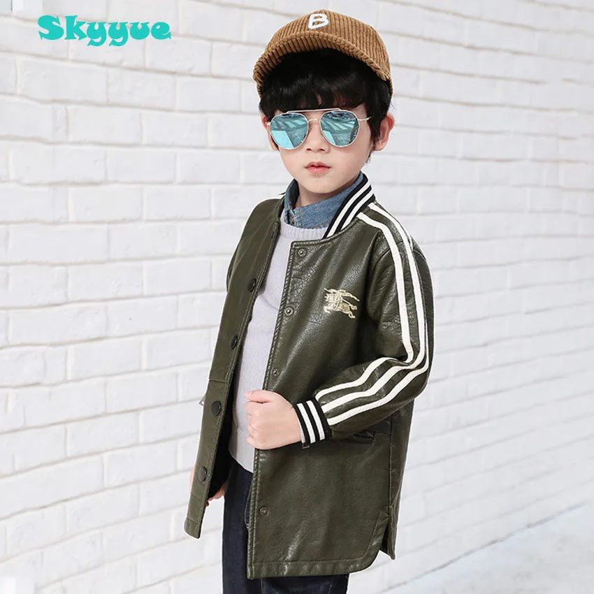 

Kids PU leather jacket fashion toddler boys jackets 2018 kids long jackets boutique kids winter clothing boys windbreaker