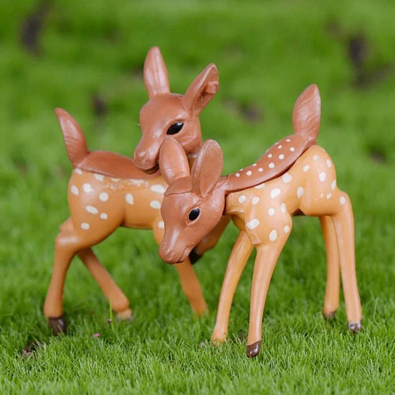 

2PCS Home Decoration For Deer Scene Ornament Micro-view Decoration Figurines Miniatures Gift