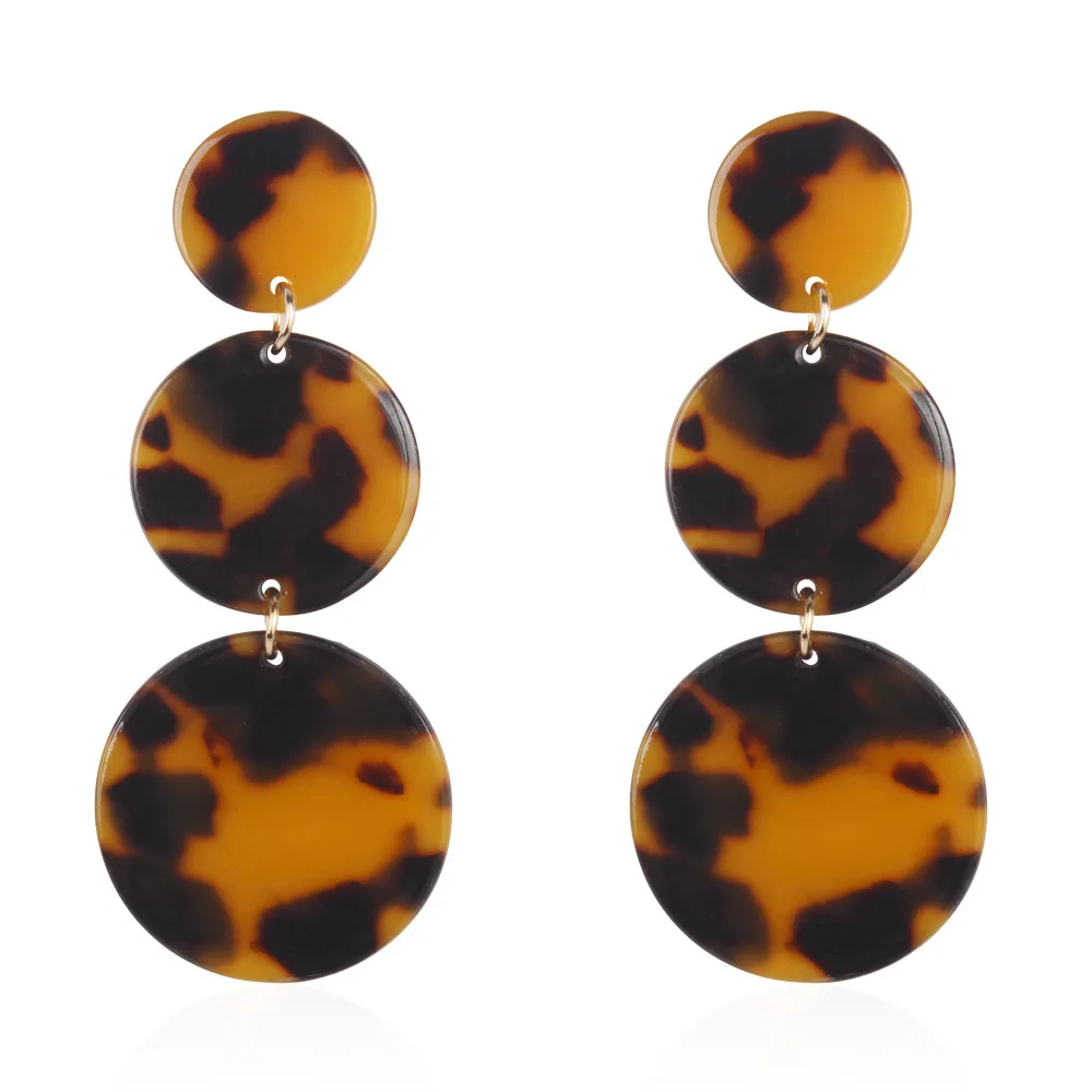 

Fashion Geometric Acetic Acid Earrings Cclor Leopard Pattern Size Circle Creative Splice Long Acrylic Ear Nail