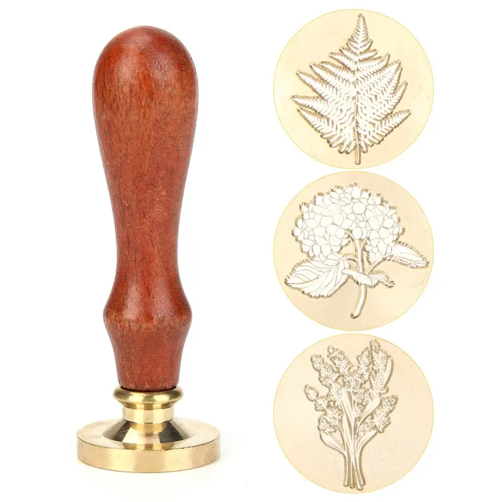 

Retro Plant Pattern Sealing Wax Stamp Wooden Handle Envelope Seal Stamps for Post Decoration Tools Scrapbooking Wood Stamping