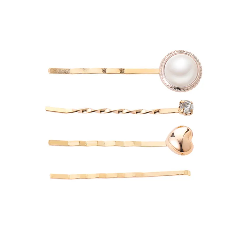 Kymyad 3Pcs/ Set Korea Fashion Metal Hairpins Imitiation Pearl Beads Hair Clips Bobby Pin Barrette Hairpin Hair Accessories - Metal color: 18