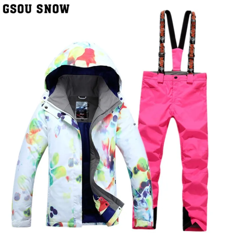 New Gsou snow double deck Snowboard suit women's outdoor windproof waterproof thermal hiking skiing clothes