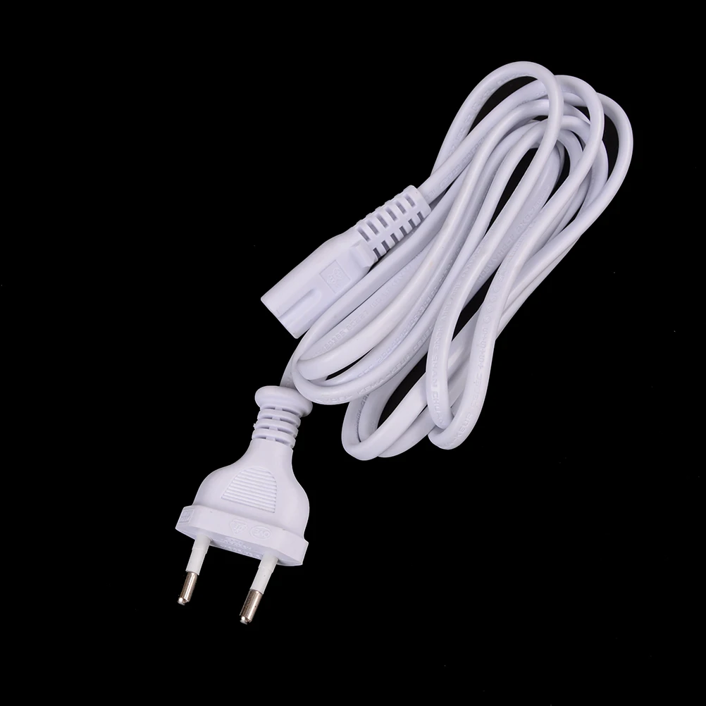 1Pcs White 1.5M EU European 2 Prong Port AC Power Cord Cable Slim Power