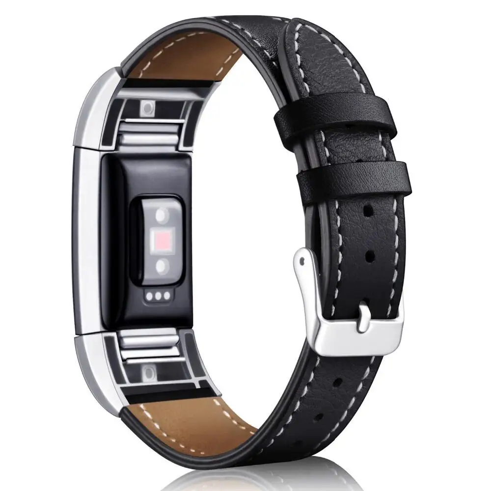 KINGBEIKE Colorful Durable Genuine Leather Watchband For Fitbit Charge 2 Watch Band Replacement Watch Strap Accessories