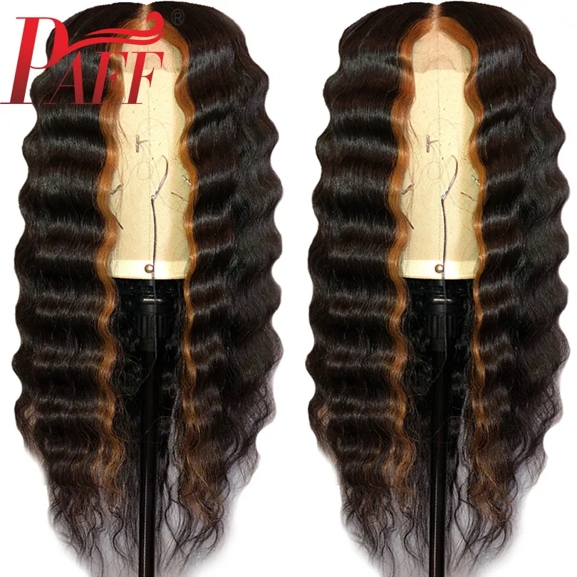 

PAFF Glueless Human Hair Full Lace Wig 180% Remy Brazilian Hair Loose Deep Ombre Highlights 1B/30# Color PrePlucked Hairline