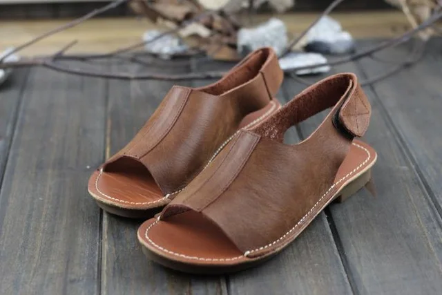 CEYANEAO/женские сандалии женские летние сандалии из натуральной кожи на липучке женская обувь на мягкой гибкой подошве(128-8 - Цвет: brown