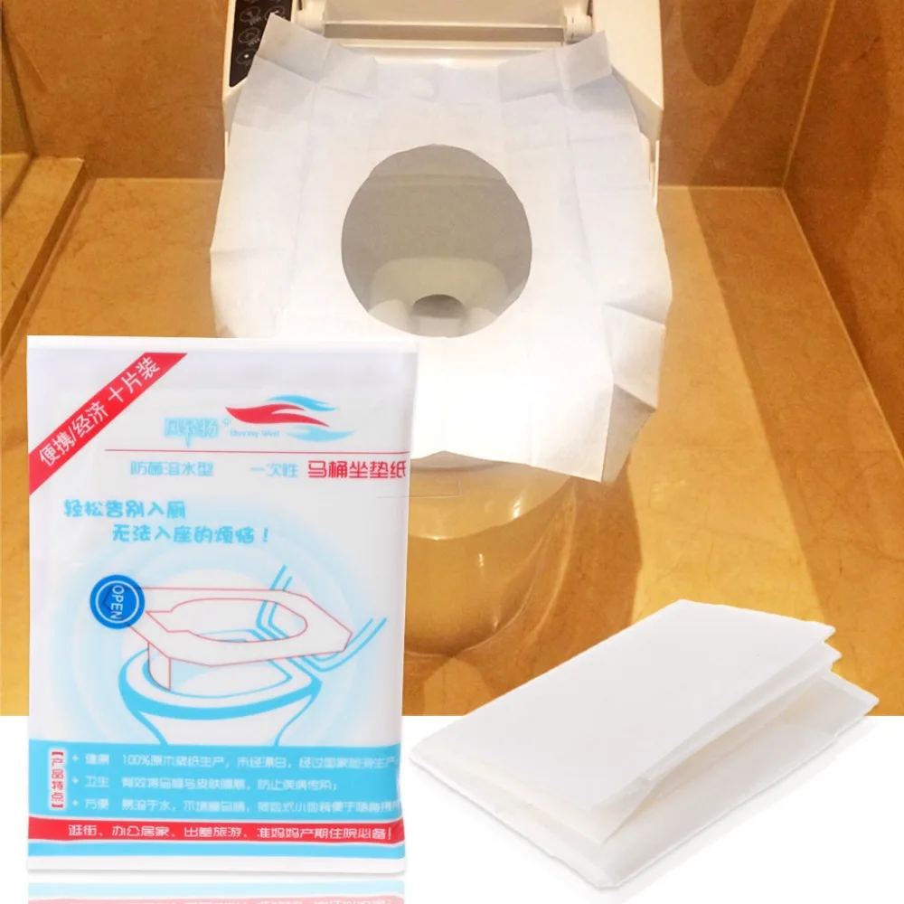 10 шт./пакет ПЭ каверы для ободка унитаза коврик водонепроницаемый держатель для туалетной бумаги pad